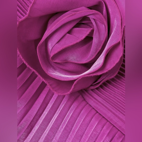 One33 Social Rosette Pleated Strapless High-Low Midi Dress Fuscia Size 2 - Picture 6 of 6